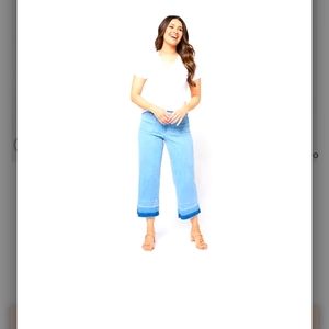 QVC Susan Graver Reg Wide Crop Jean with Released Hem Light Wash Plus 26